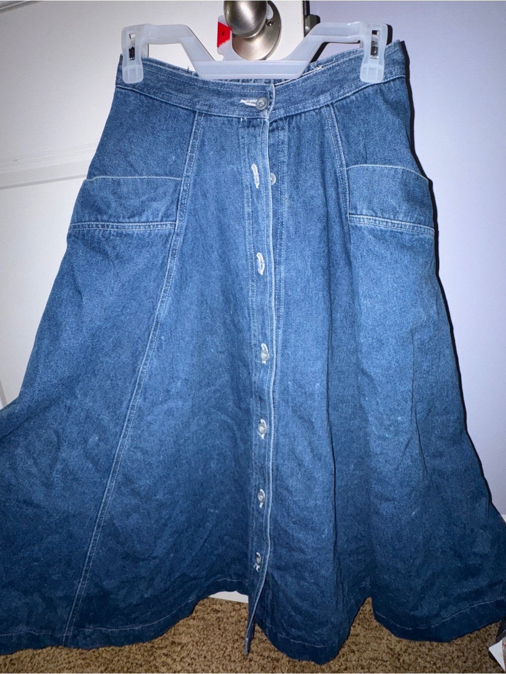 Chaus Button-Front Denim Midi Skirt in Blue